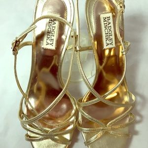 Badgley Mischka Strappy Gold Sandals Size 9